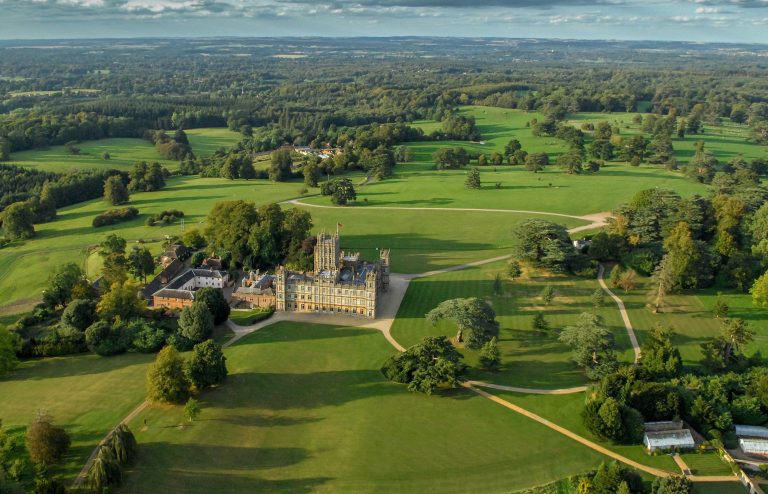 An aerial of Highclere Castle. Imagery courtesy of Highclere Castle Gin.