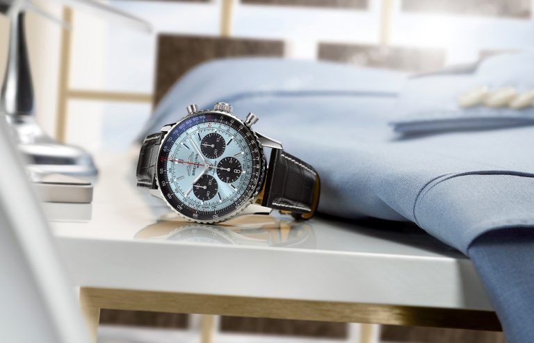Breitling Navitimer B01 Chronograph 43_ice-blue dial and black alligator leather strap_Ref. AB0138241C1P1 - Imagery courtesy of Breitling