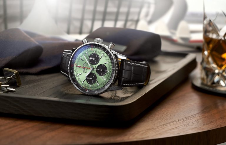 Breitling Navitimer B01 Chronograph 43_mint-green dial and black alligator leather strap_Ref. AB0138241L1P1 - Imagery courtesy of Breitling