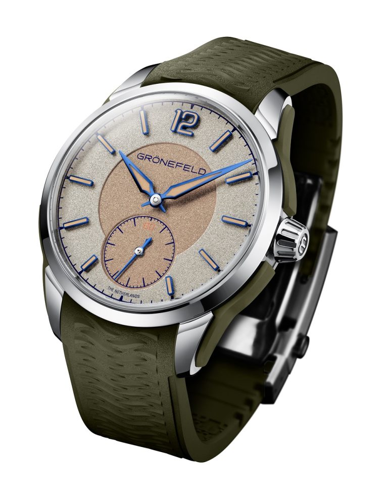 Grönefeld 1969 DeltaWorks - Khaki Colorway in Steel with Olive Rubber and Olive Strap - Imagery courtesy of Grönefeld