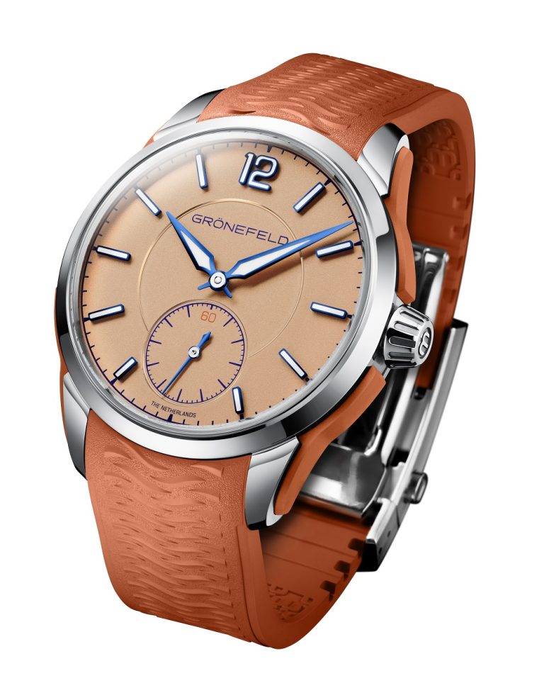 Grönefeld 1969 DeltaWorks - Salmon Colorway in Steel with Orange Rubber and Orange Strap - Imagery courtesy of Grönefeld