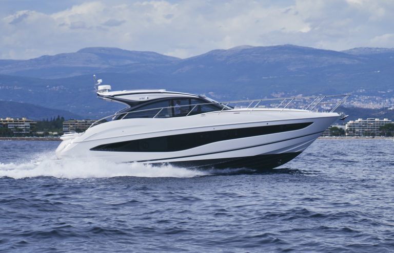 Princess V50 - Open exterior in white - Imagery courtesy of Princess Yachts Limited 2021
