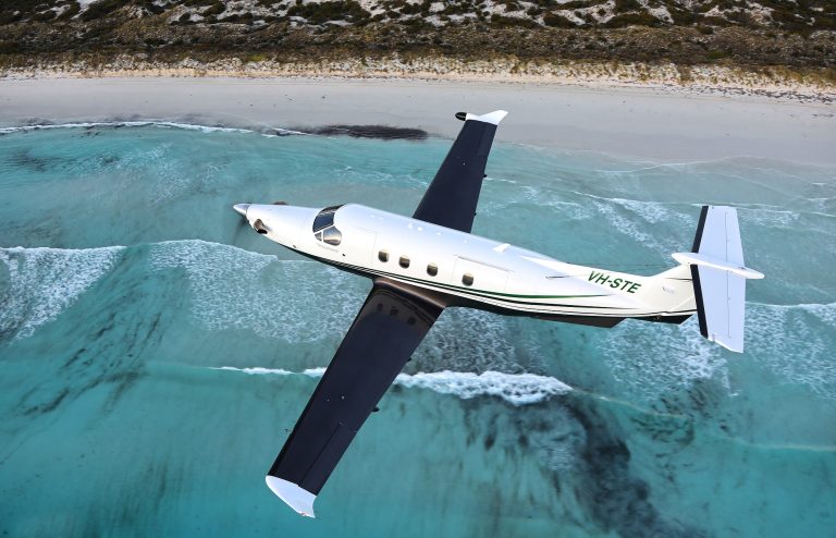 Pilatus PC-12, VH-STE, captured near Esperance Airport, Western Australia. Imagery courtesy of Pilatus Aircraft Ltd.