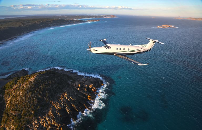 Pilatus PC-12, VH-STE, captured near Esperance Airport, Western Australia. Imagery courtesy of Pilatus Aircraft Ltd.