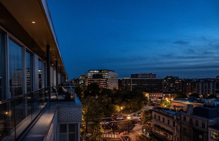 Dupont Circle Hotel's Penthouse Suite Terrace at night - Imagery courtesy of The Doyle Collection