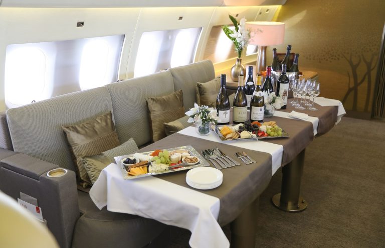 The A319's luxurious dining - Imagery courtesy of Emirates Executive Private Jet